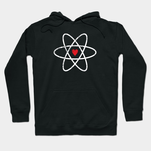 Atomic Symbol + Heart, Distressed Hoodie by Decamega